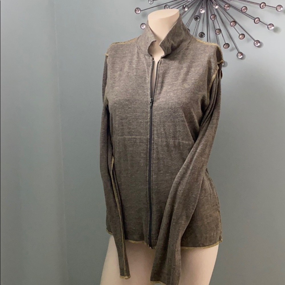 Green Shopbop Basics Zip Up Lightweight Top